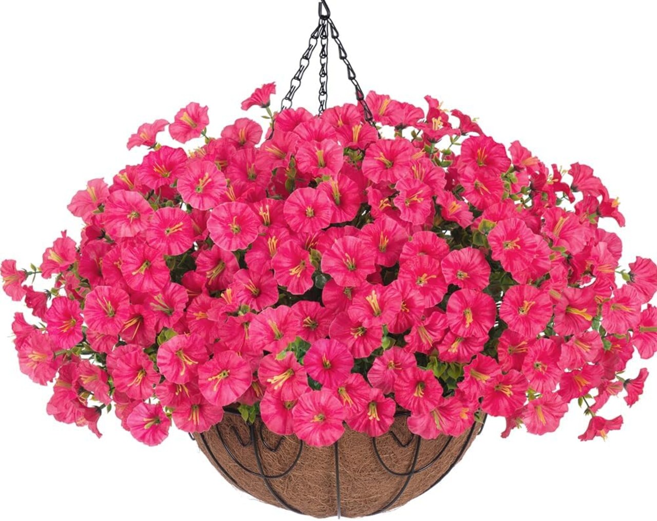 Artificial Fake Hanging Flowers Plants Baskets for Outdoor Spring(Hotpink)